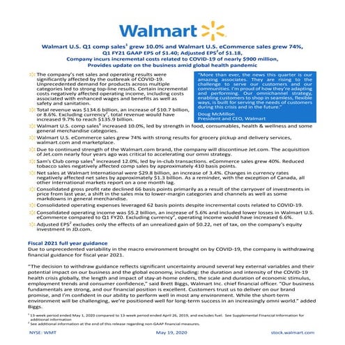 Walmart Q1 FY22 Earnings | PDF