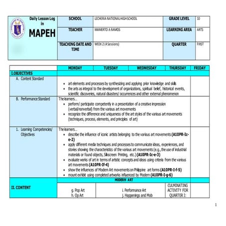 Q1 grade 10 arts dll week 2