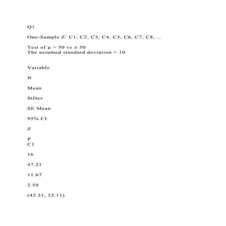 Q1 One-Sample Z C1, C2, C3, C4, C5, C6, C7, C8, ... Test of.docx