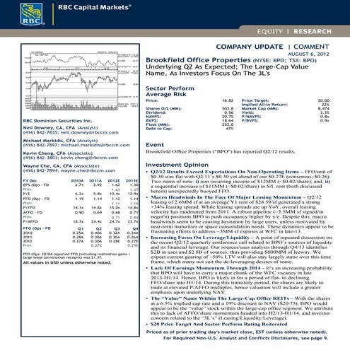Brookfield Office Properties - BPO - Quarterly Earnings
