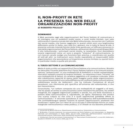 Il Non profit in rete: la presenza sul Web delle organizzazioni non profit