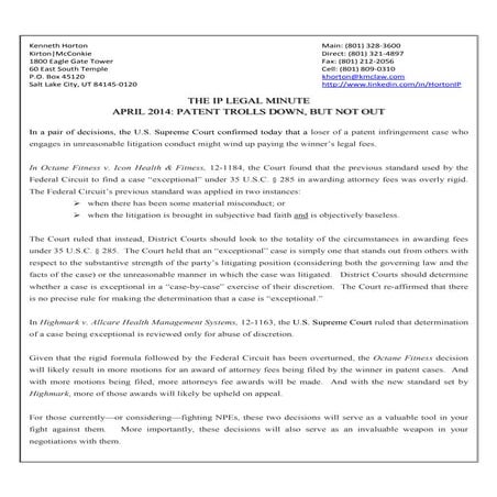 Q2 2014 IP Legal Minute