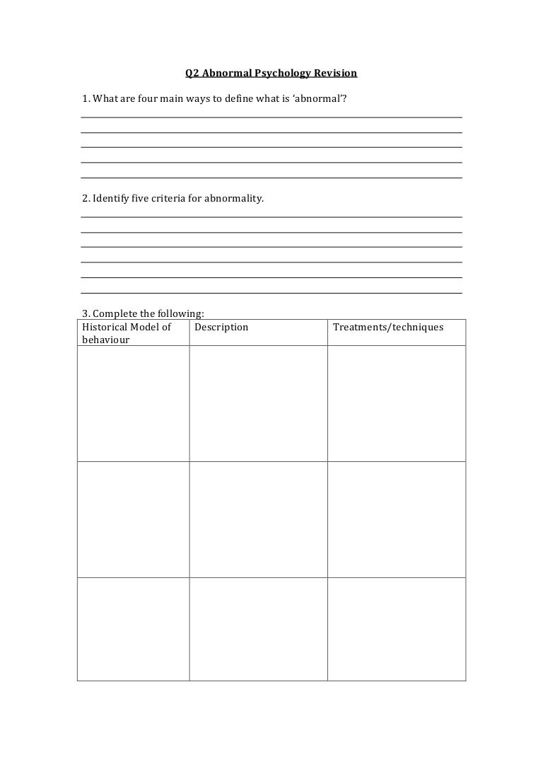 Q2 abnormal psychology revision