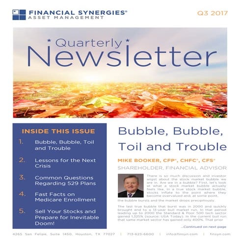 Financial Synergies | Q3 2017 Newsletter
