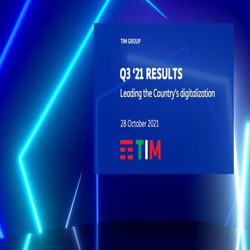 TIM Group Q3 '21 Results - Leading the Country's digitalization