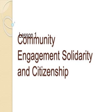 COMMUNITY ENGAGEMENT SOLIDARITY AND CITIZENSHIP