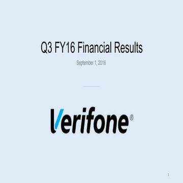 Verifone FY16 Q3 Earnings Presentation