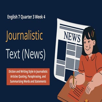 Journalistic text (News) Diction and writing style in journalistic ...