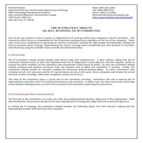 Q4 2012 IP Strategy Newsletter