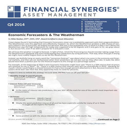 Q4 2014 Newsletter