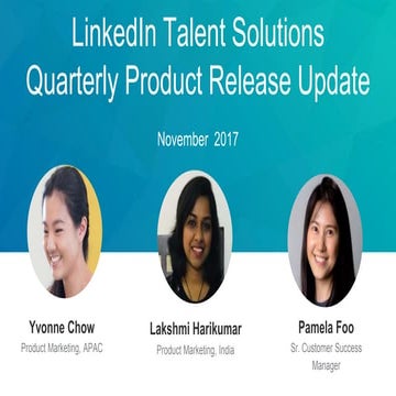 APAC LinkedIn Quarterly Product Release Webcast