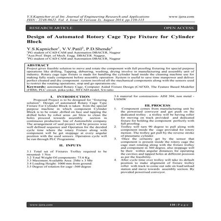Design of Automated Rotory Cage Type Fixture for Cylinder Block