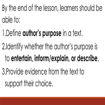 Understanding Author's Purpose: Entertain, Inform, and Describe Texts ...