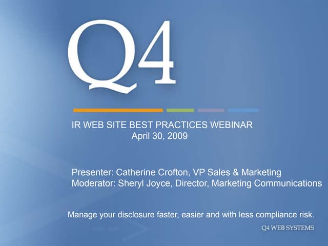 IR Website Best Practices - April 30, 2009
