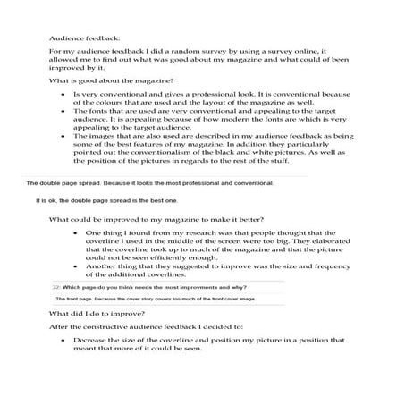 Reflection on audience feedback | DOCX