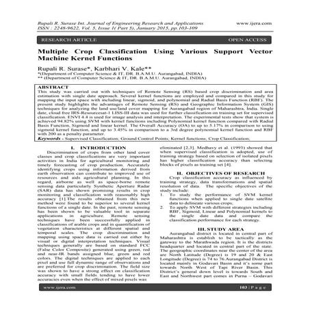 Multiple Crop Classification Using Various Support Vector Machine Kernel Func...