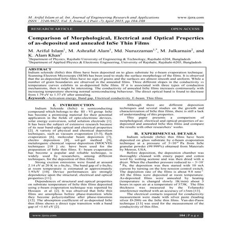 Comparison of Morphological, Electrical and Optical Properties of as-deposite...
