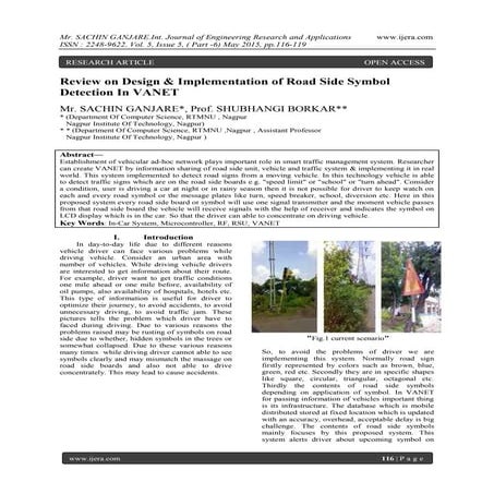 Review on Design & Implementation of Road Side Symbol Detection In VANET