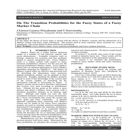On The Transition Probabilities for the Fuzzy States of a Fuzzy Markov Chain