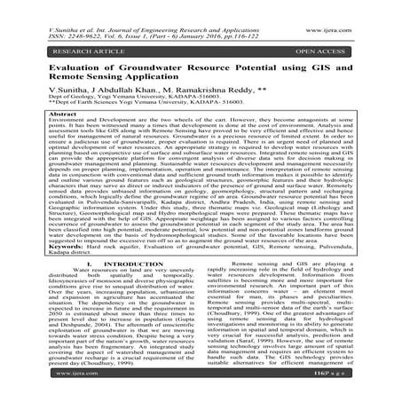 Evaluation of Groundwater Resource Potential using GIS and Remote Sensing App...