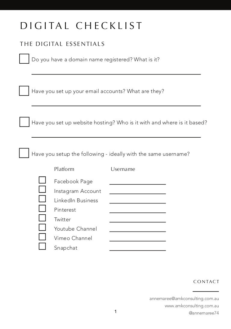 Checklist digital marketing