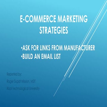E-commerce Marketing Strategy: Ask for links from manufacturer and how to bui...