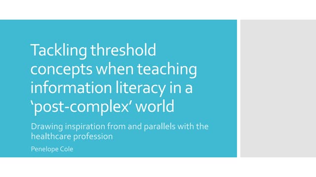Tackling threshold concepts when teaching - Cole