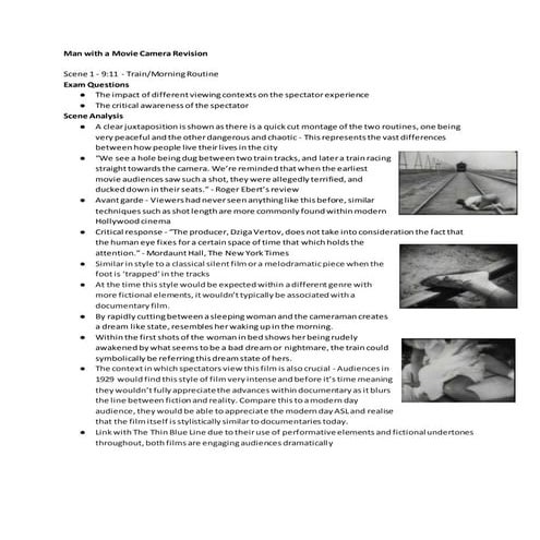 Man with a movie camera key scenes