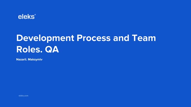 SDLC. QA Role