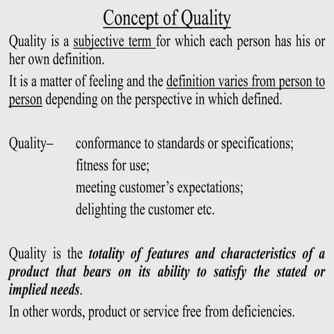 Quality Assurance and validation