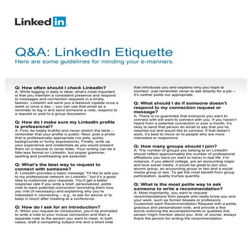 LinkedIn Etiquette | PDF