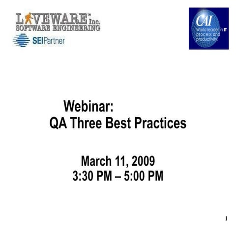Qa 3 best practices