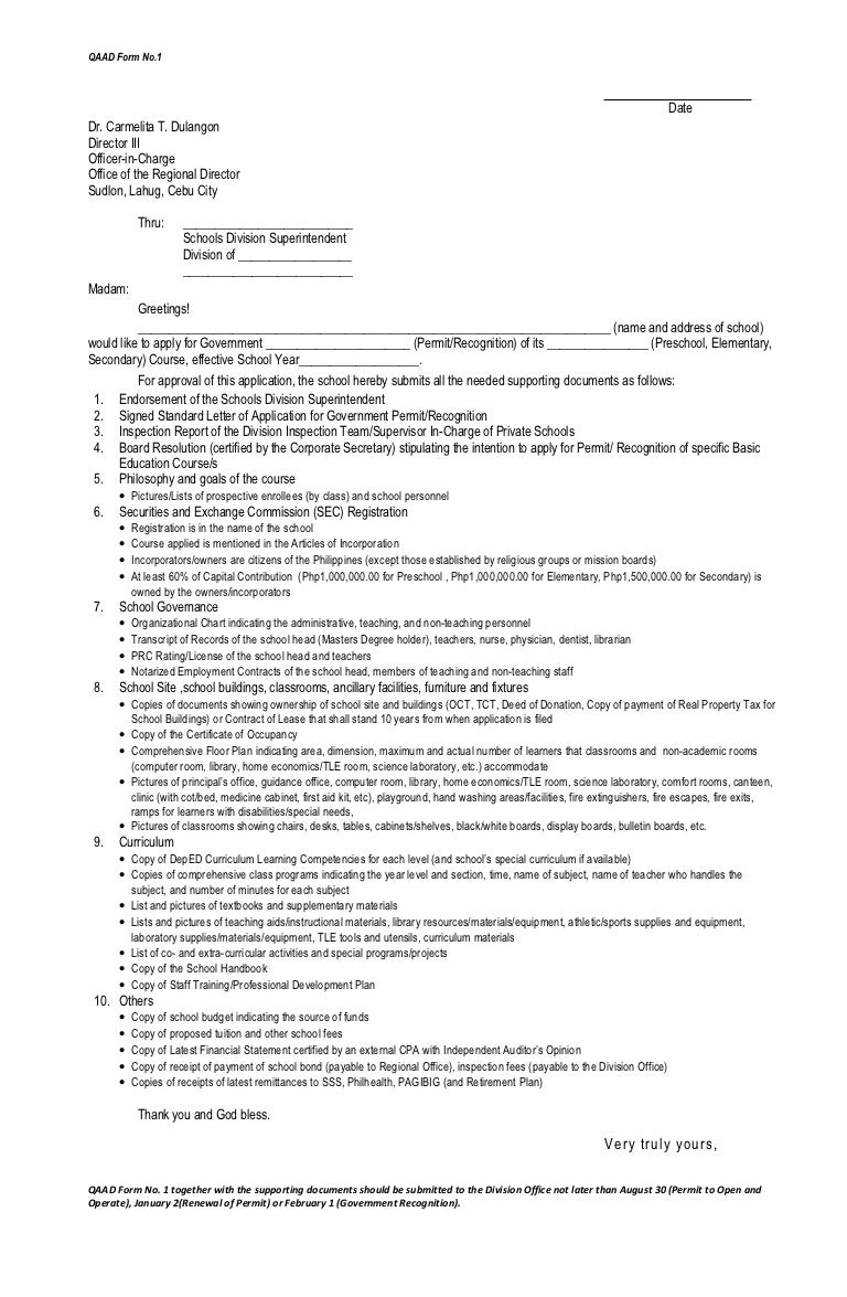 qaad form 1 application for government temporary permit sample letter cover letter