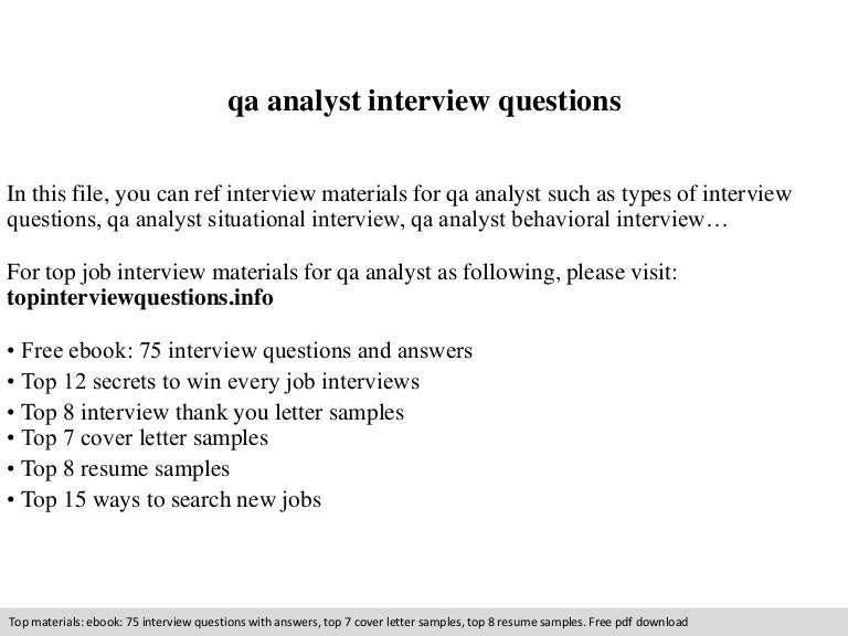 Qa analyst interview questions