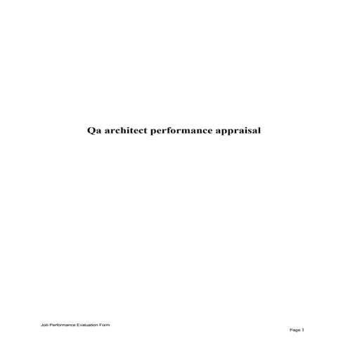 Qa architect performance appraisal