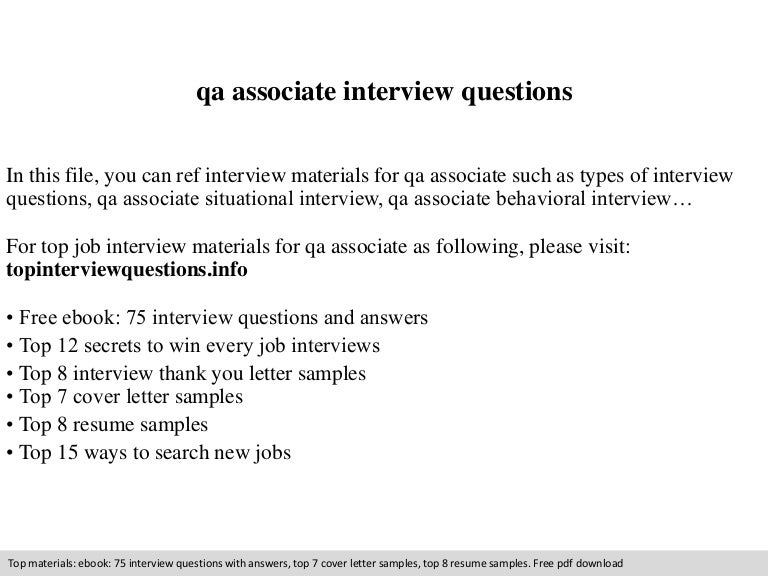 Qa Associate Interview Questions