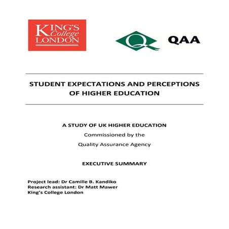 QAA & Kings Student Perceptions (summary)