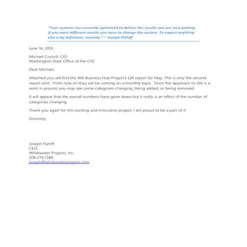 Agile QA report for the State of Washington