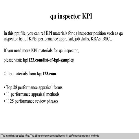 Qa inspector kpi