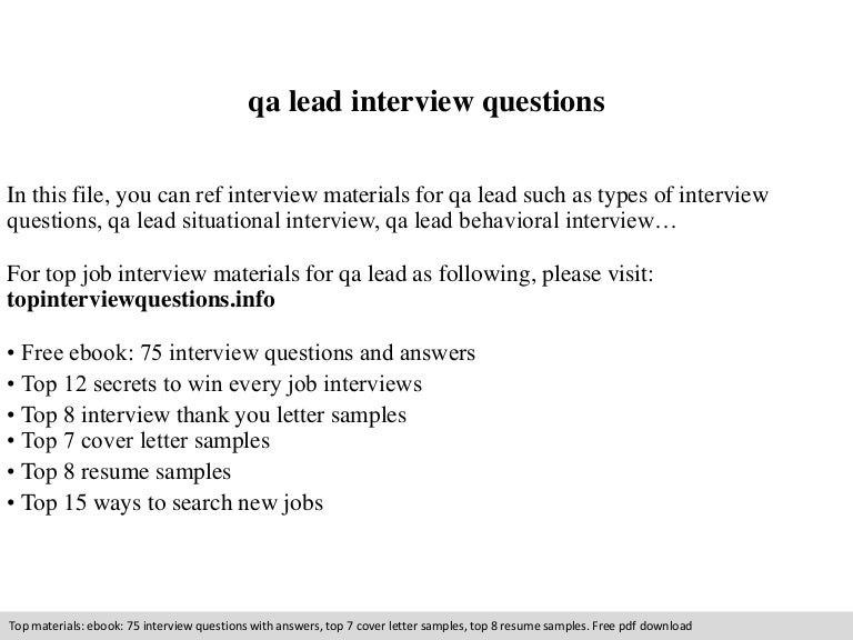 lead interview questions