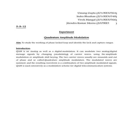 EEP306: Quadrature amplitude modulation 