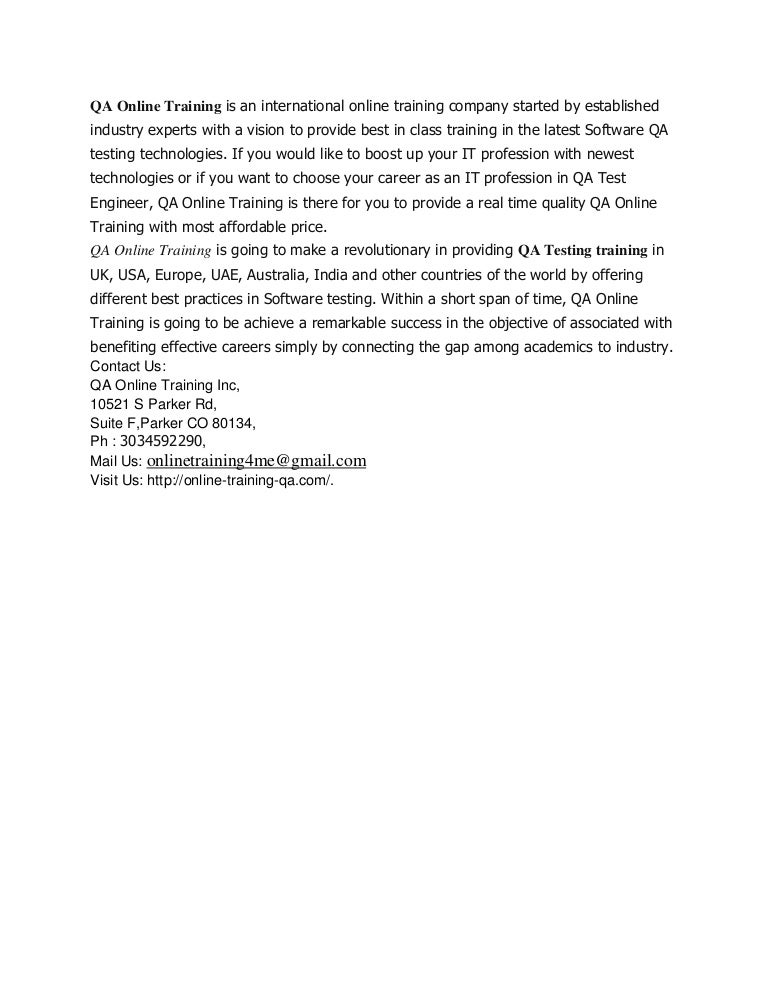 QA Online Training | QA Online Training And Placement