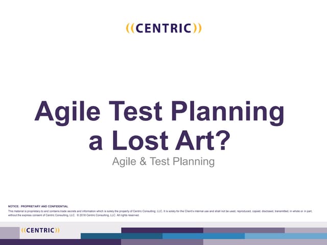 Is Test Planning a lost art in Agile? by Michelle Williams