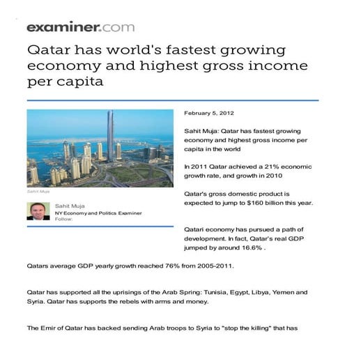 Qatar has world's fastes...politics   examiner