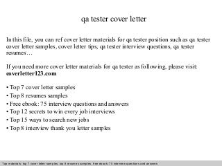 sample cover letter for qa tester