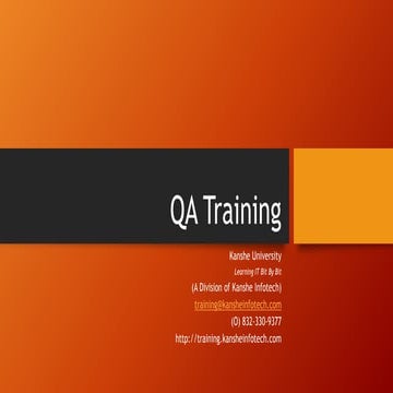 QA Training - Kanshe Infotech