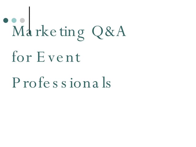 Marketing For Event Professionals