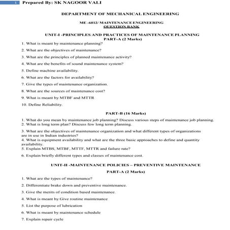 maintenance engineering