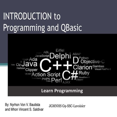 Introduction to Programming and QBasic Tutorial | PPT