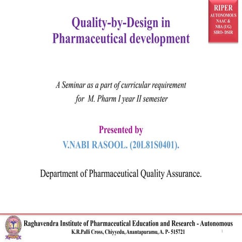 QbD in Pharmaceutical development 